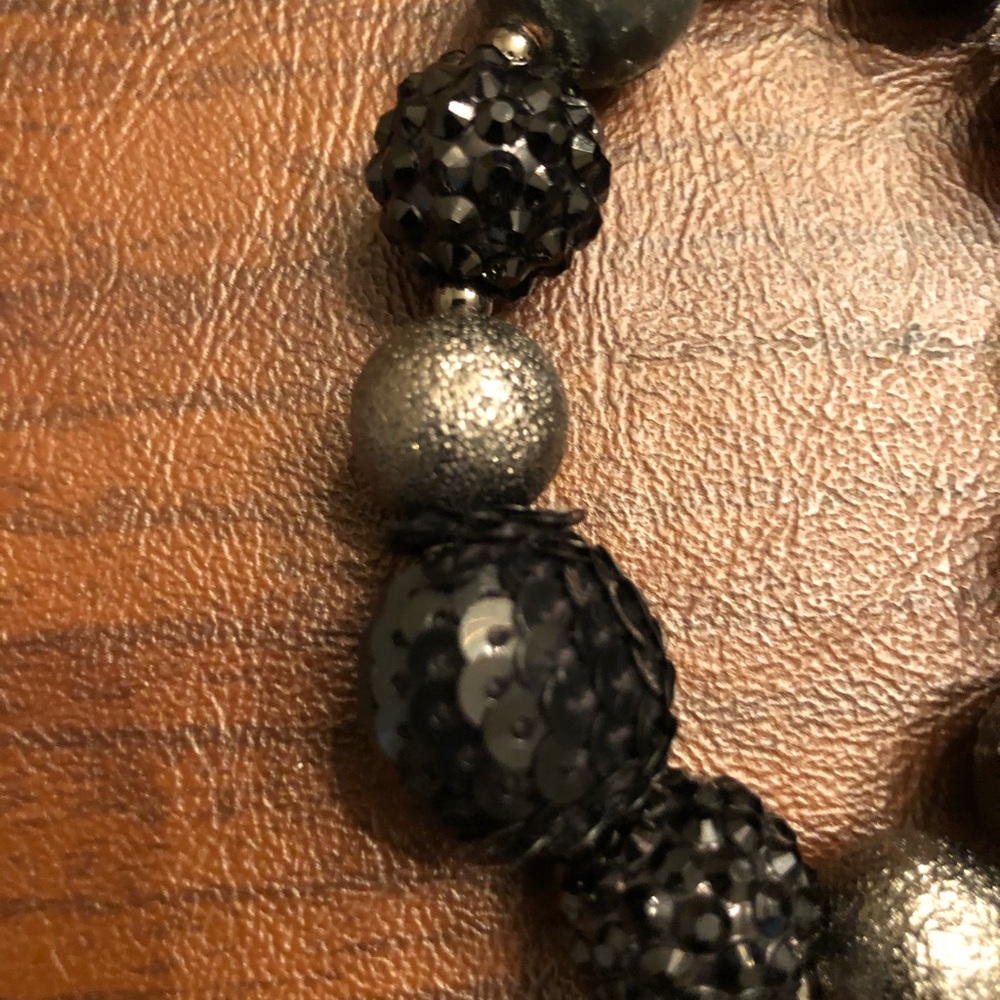 Black and Silver Stretch Bracelet - Picture 3 of 4